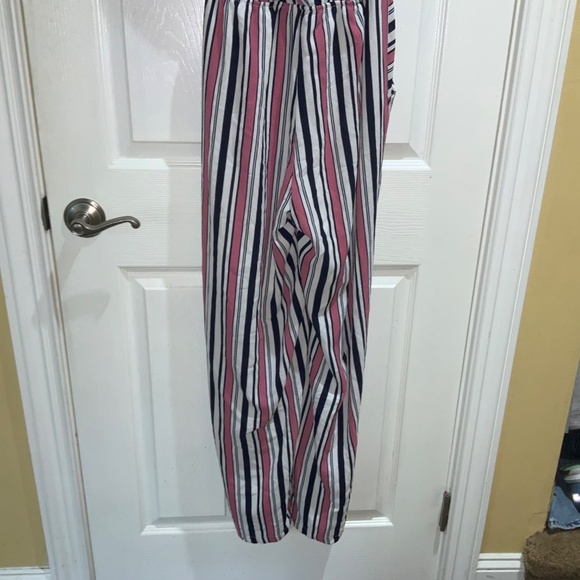 Sophia + Zeke faux wrap pink black striped jumpsuit Sz XL cap sleeve waist tie - Picture 7 of 10